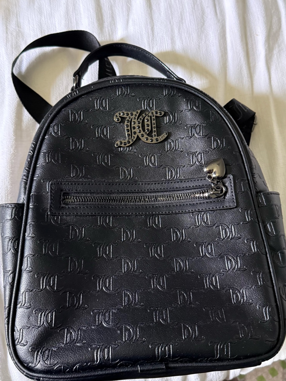 Juicy Couture Black Embossed Logo Mini Backpack